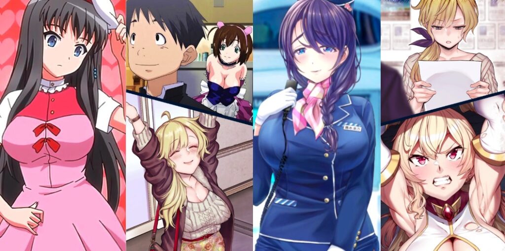 Collage of hentai anime girls in various outfits promoting  hentai trial access to uncensored streaming on Hentai Pros