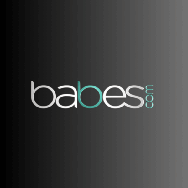 “Babes.com logo featuring lowercase white text with a teal ‘b’ accent on a dark-to-light grey gradient background”