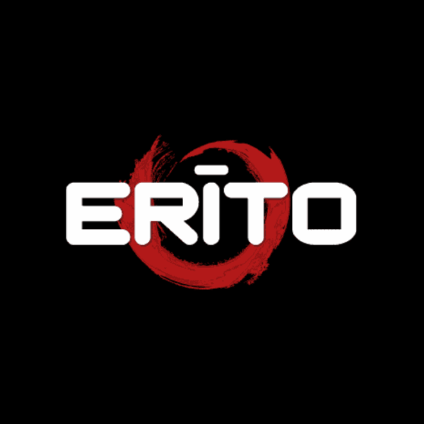 Erito logo featuring red ink circle and white text on black background, promoting the Erito  trial offer
