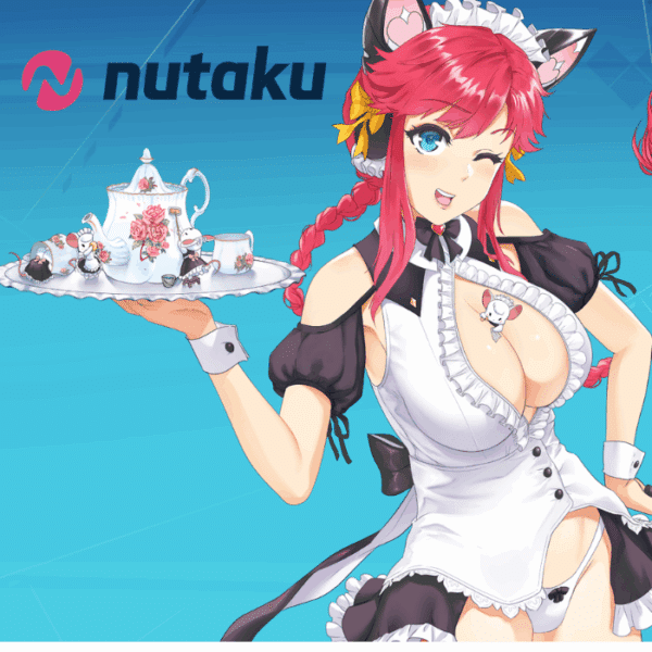 Nutaku logo beside an anime maid character promoting the Nutaku $1 trial for premium adult games