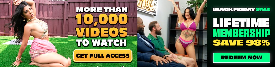 Banner reading “More than 10,000 videos to watch” and “Lifetime membership save 98% — Redeem now” for BangBros.
