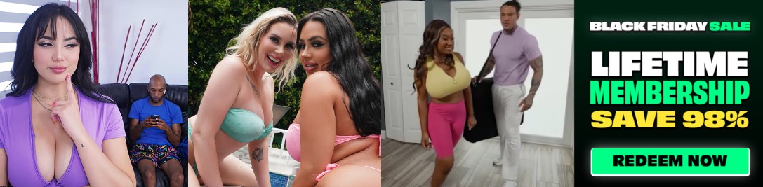 Banner with models and headline “Lifetime membership save 98% — Redeem now” promoting BangBros lifetime deal.