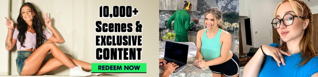 Banner reading “10,000+ scenes & exclusive content — redeem now,” promoting Reality Kings discounts and the lifetime deal.