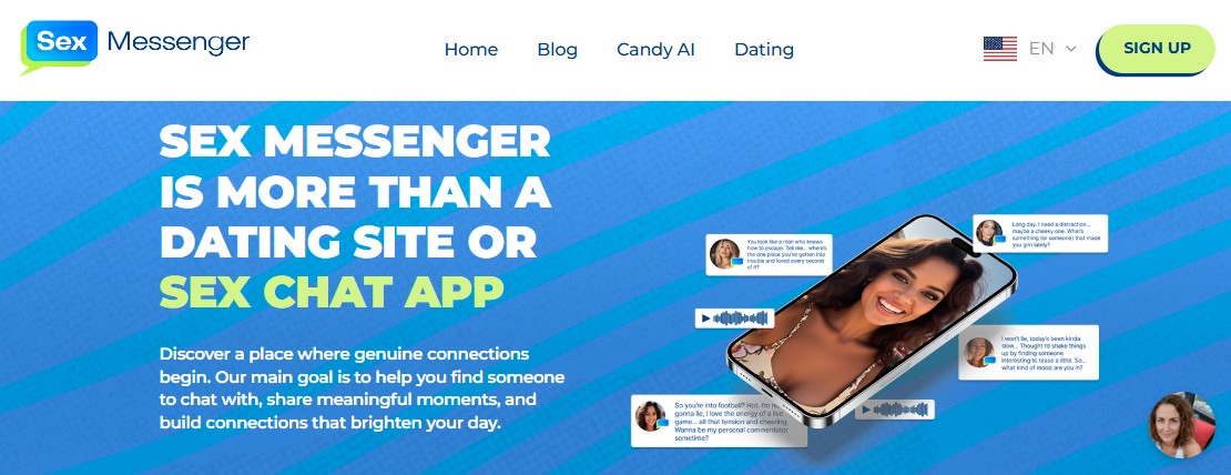 SexMessenger Review - call-to-action banner with phone mockup inviting sign-up