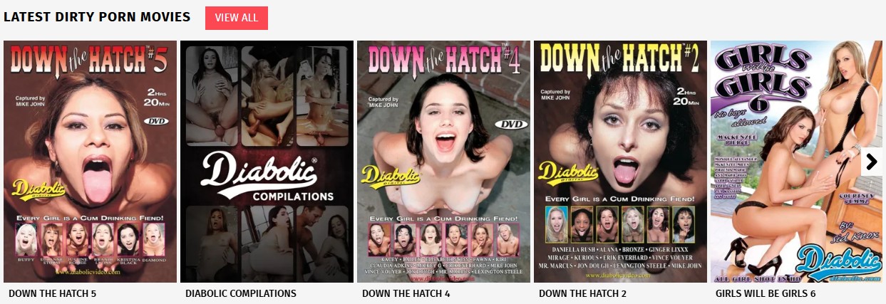 Latest Diabolic movies section screenshot showing movie and compilation cover thumbnails in the archive.