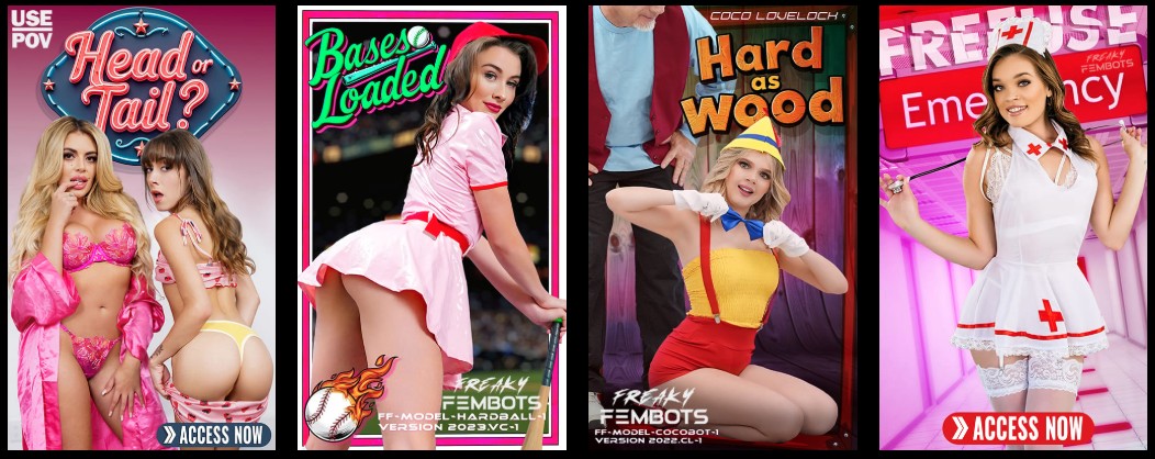 FreeUse.com poster collage showing multiple themed roleplay covers, including FreeUse branding and “Access Now” calls to action for scenes.