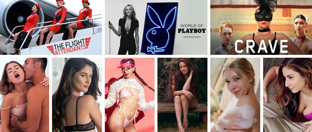 Playboy TV content library collage supporting a Playboy TV trial review covering discounts, subscription price, and cancellation