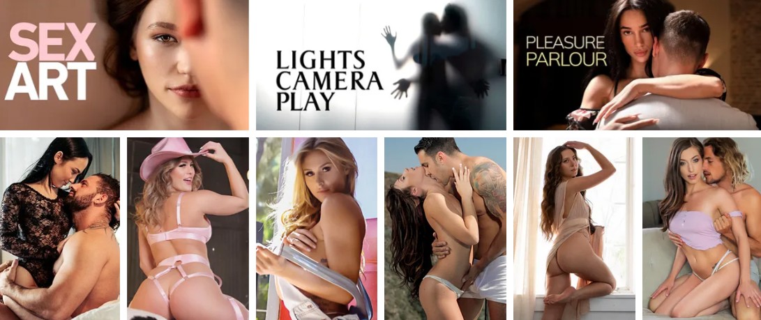 Collage of Playboy TV shows and episode thumbnails showing what’s included with the Playboy TV trial and subscription